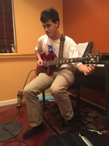 Matt shredding the guitar tracks for "Gold Crust Woman"